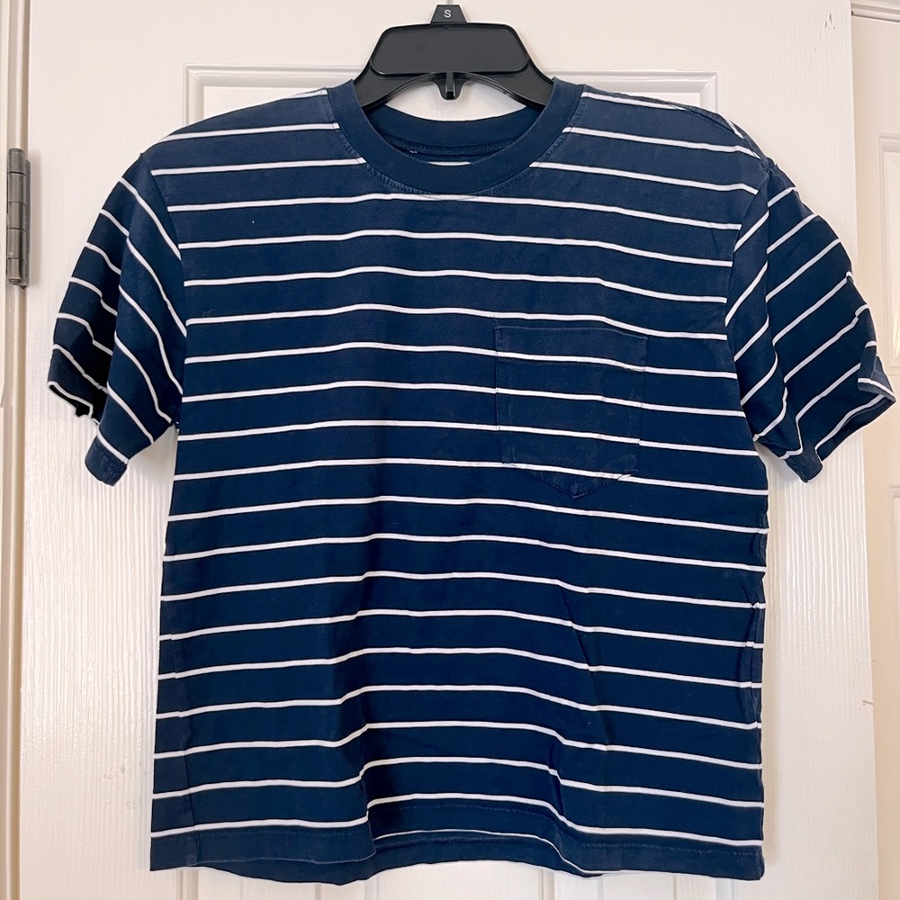 Time and Tru Blue and White Stripped Tee
